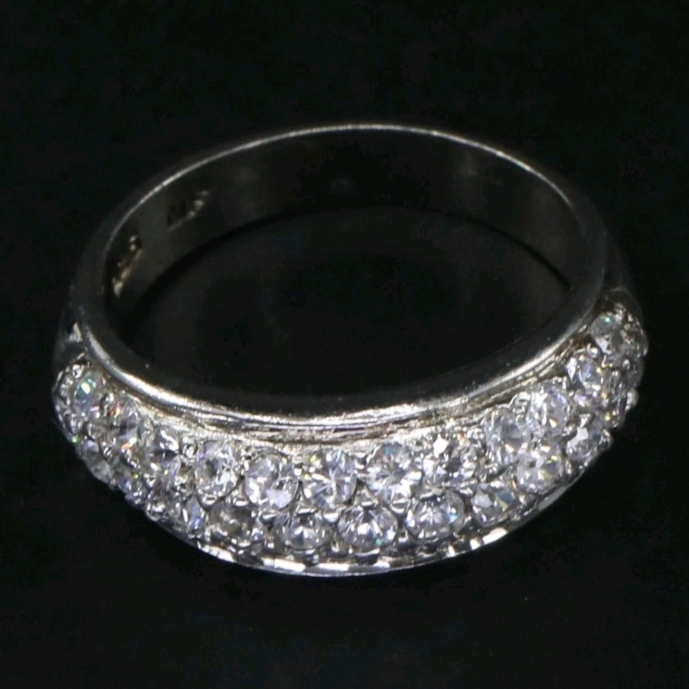 Sterling Silver - NF CHAPAL ZENRAY White CZ Pave Cocktail Ring Size 7 - 3.5g